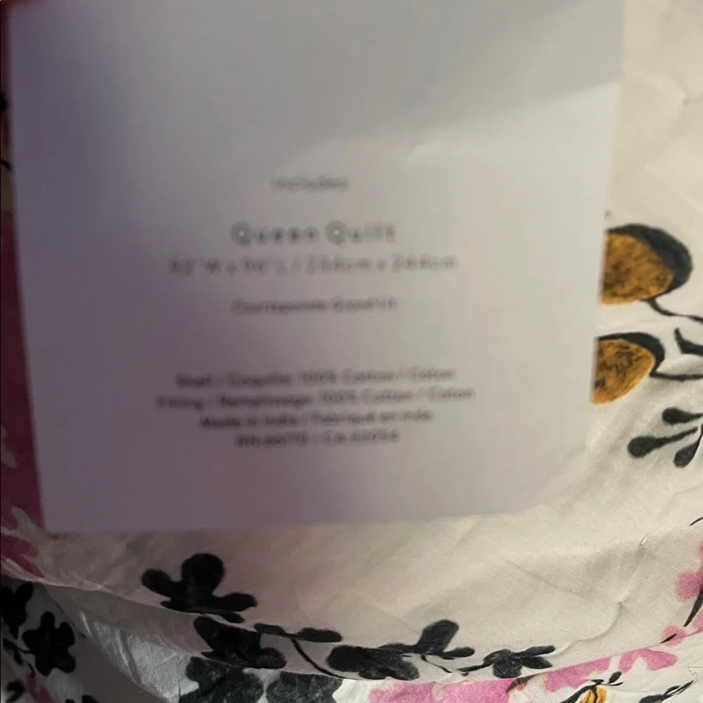 Anthropologie ILuka Queen Floral Patchwork Quilt with Pink Accents quilt only